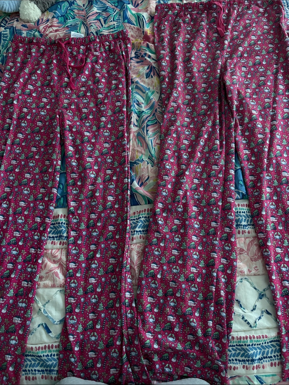 2 Girls' Pink Holiday Print Pajama Pants